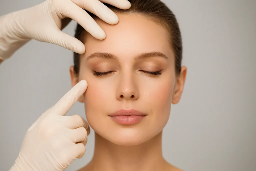 Косметолог проводить контурну пластику обличчя з точним моделюванням зон